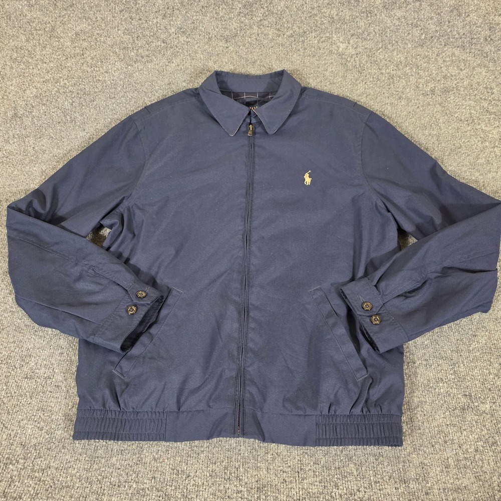 Polo Ralph Lauren Mens Navy Blue Harrington Windbreaker Jacket Size Small Preppy